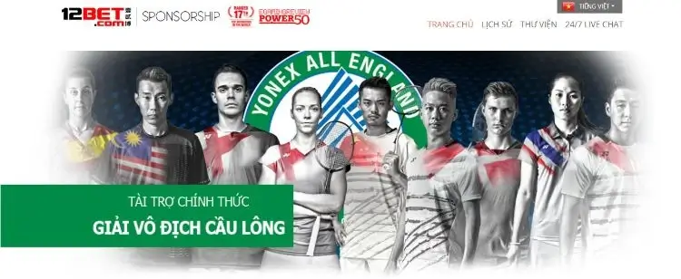 12bet tài trợ giải vô địch cầu lông